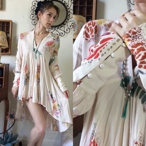 Free People Creamy Boho High Low Rainbow Dress